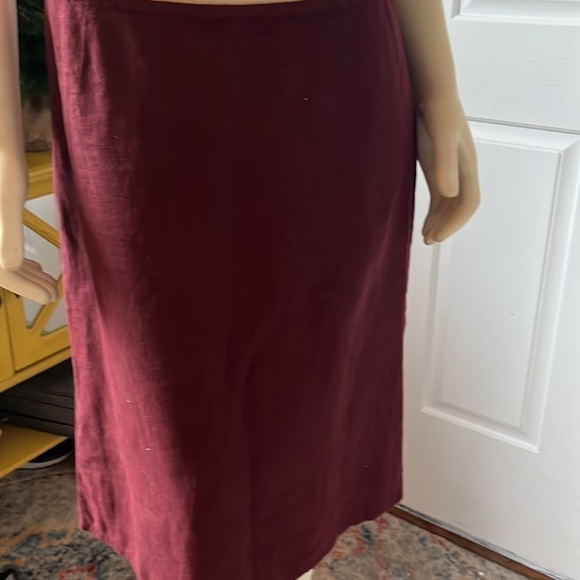 𝅺tiar Los Angeles A-Line Linen & Silk Organza Red Wine Burgundy Midi Skirt M - Picture 7 of 12